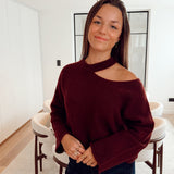 Maracaibo open shoulder knit aubergine b606