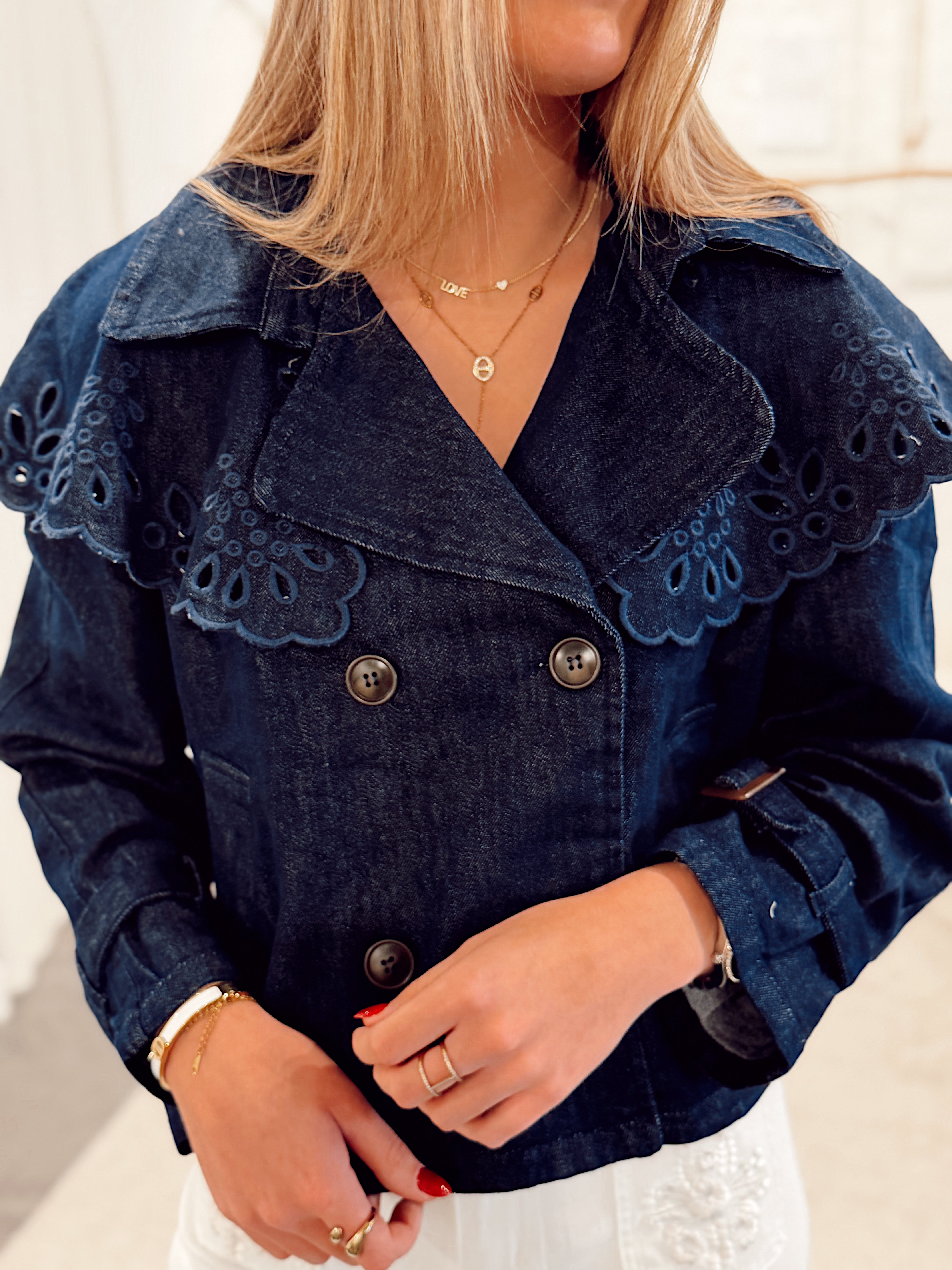 Denim broderie jacket H2002