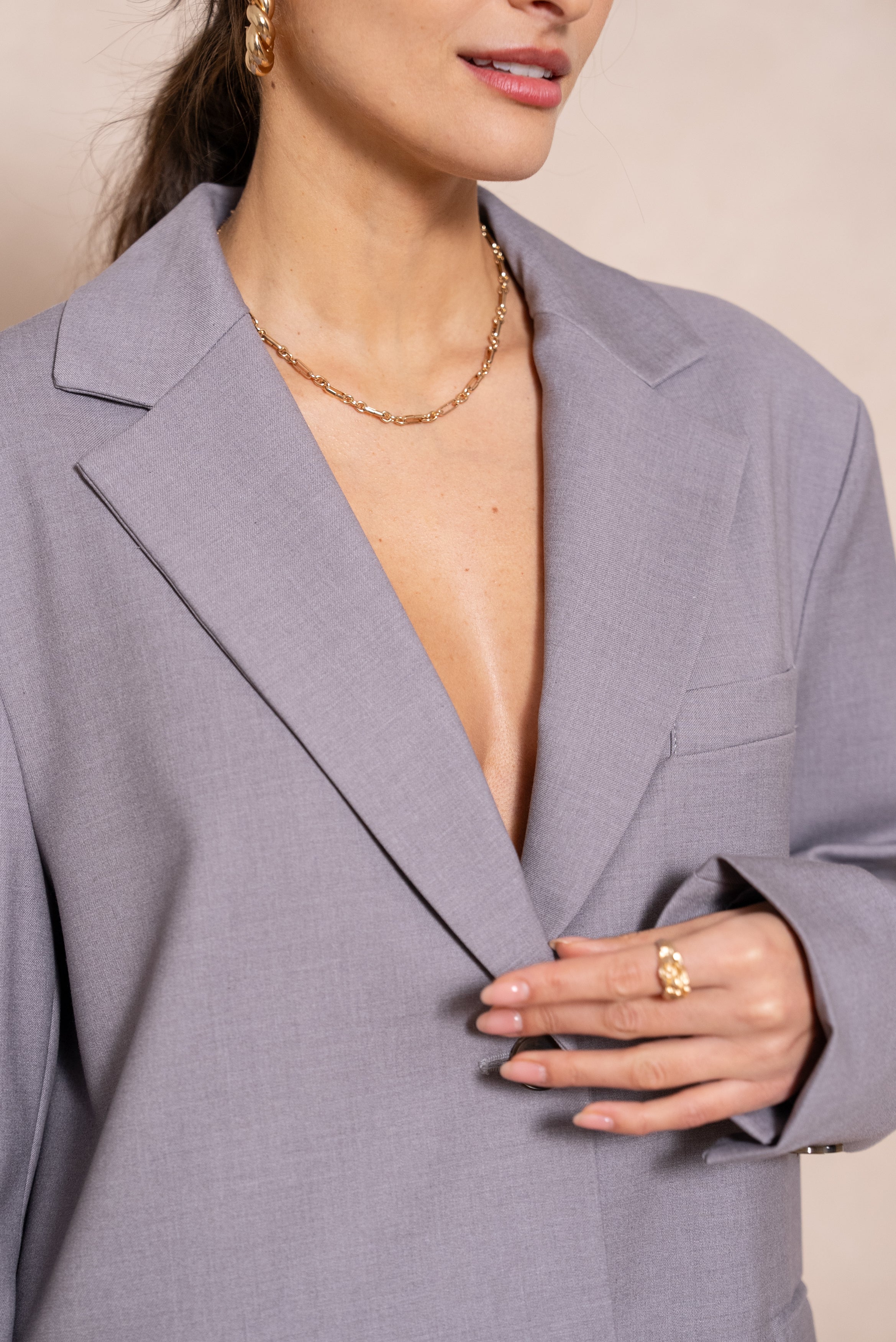 Grey split blazer - V2559