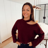 Maracaibo open shoulder knit aubergine b606