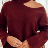 Maracaibo open shoulder knit aubergine b606