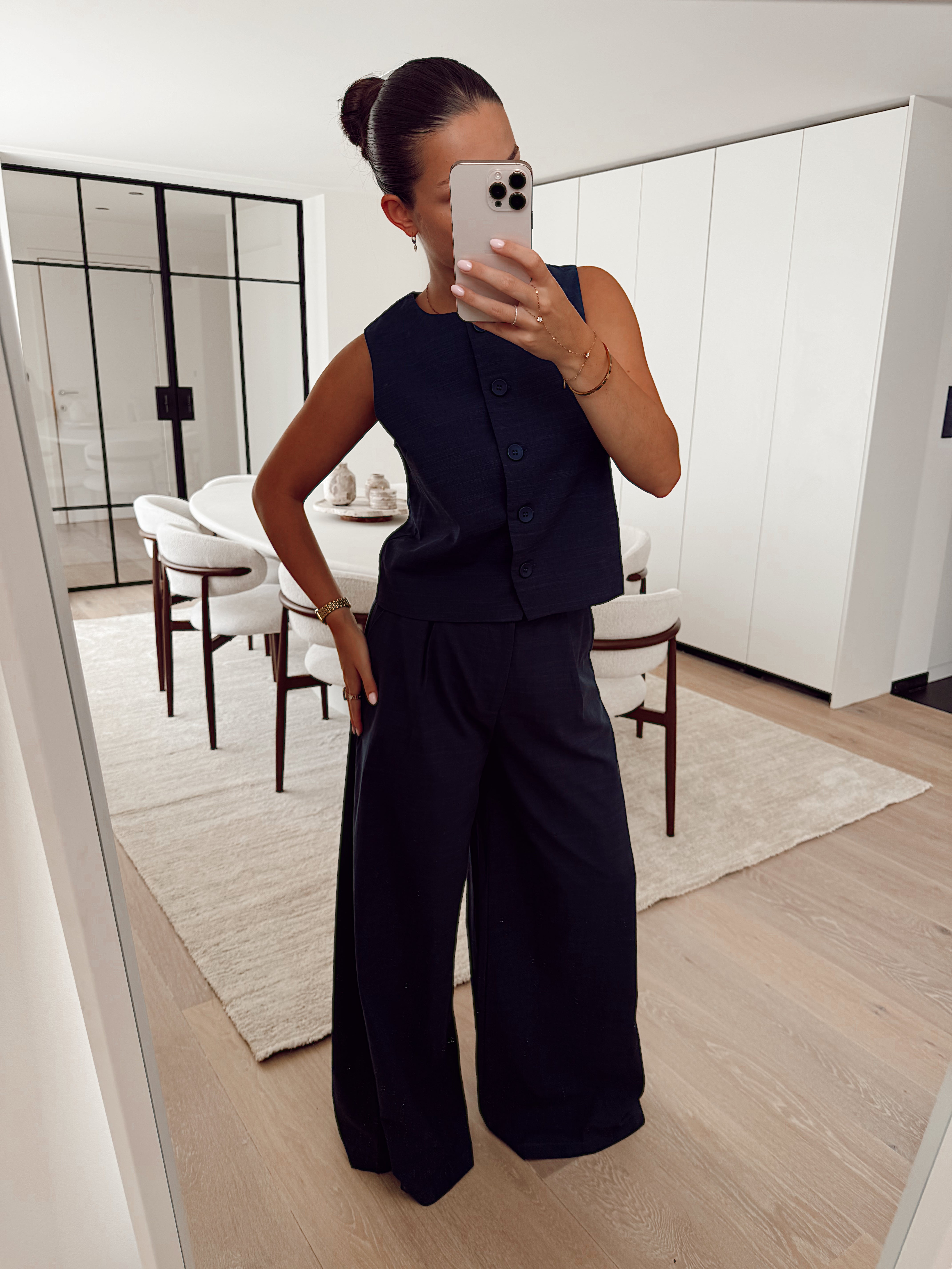 Navy linen pantalon PA7188