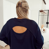 Open back sweater Navy - Elnora B611