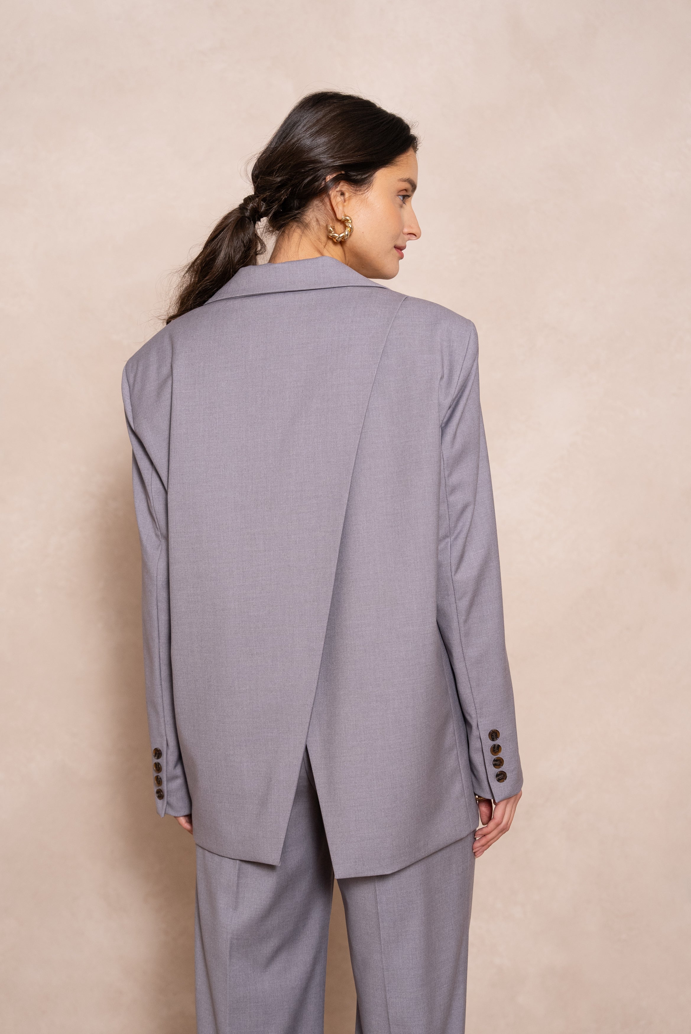 Grey split blazer - V2559