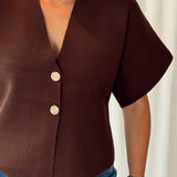 Golden Button Chocolate Cardigan