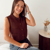 Classy pocket Cardigan Brown - Evita B609