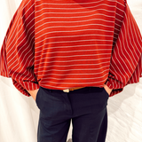 Wide sleeve stripe tee Bordeaux