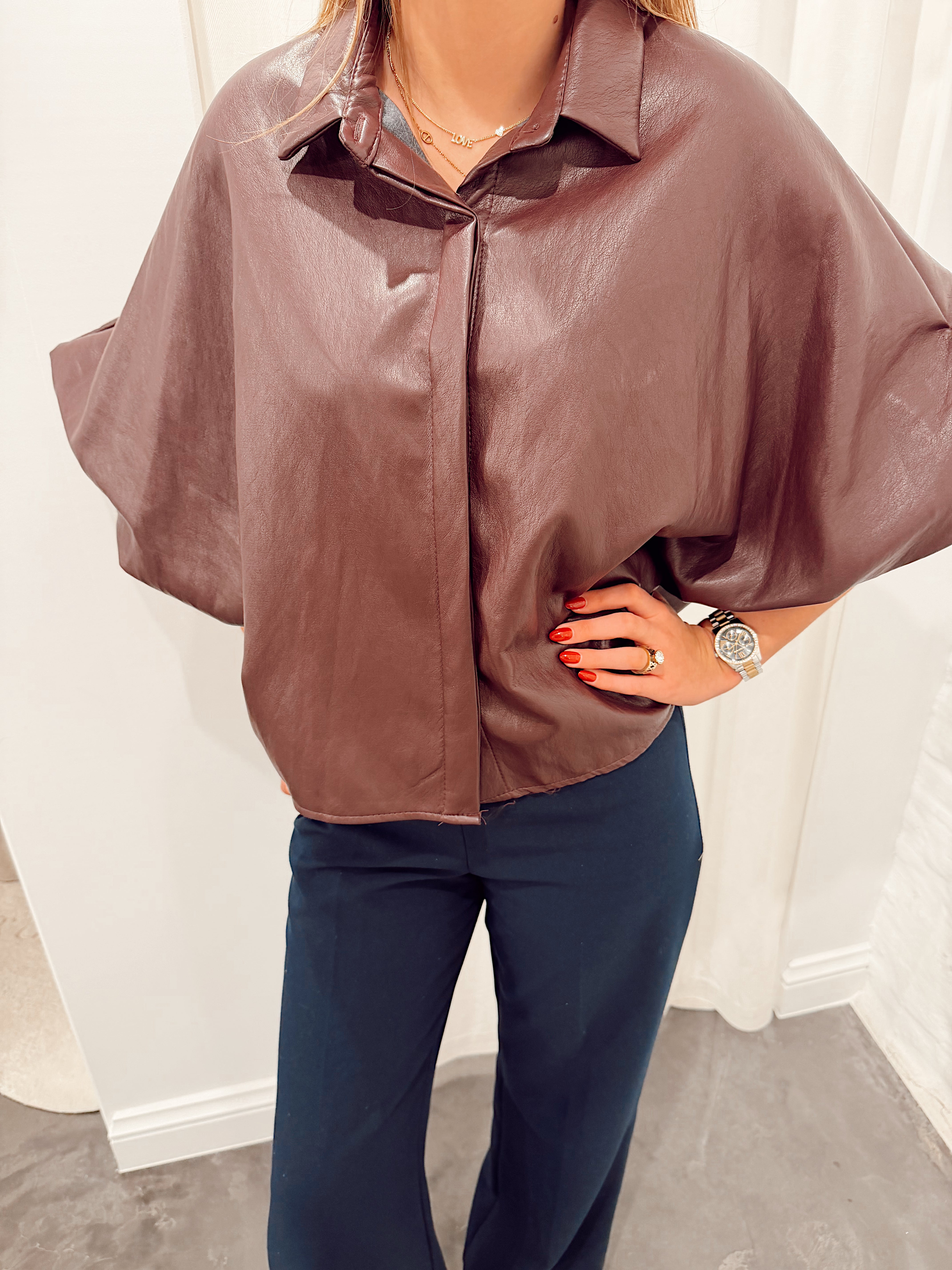 Chatelet blouse leather aubergine b602