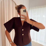 Golden Button Chocolate Cardigan