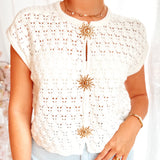 Crochet Gilet Sunny Button White