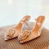 Madeleine Heels Flower Gold