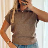 Taupe debardeur with zipper