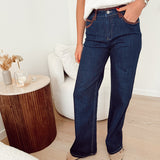 Franklin jeans w/ brown detail b605