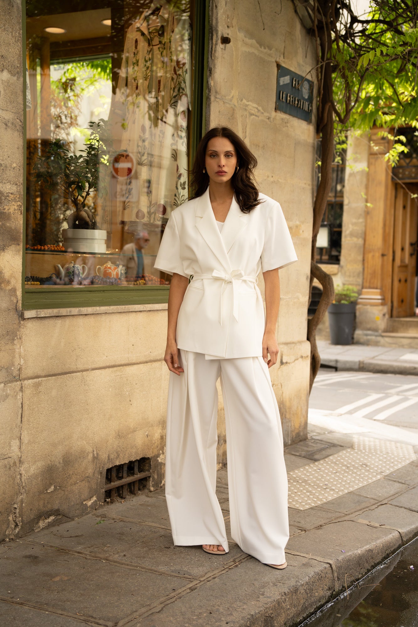 White blazer with bow V26045