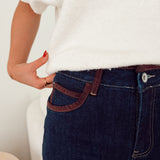 Franklin jeans w/ brown detail b605