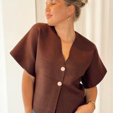 Golden Button Chocolate Cardigan