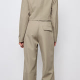 Taupe jacket with leather details