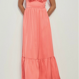 Satin maxi Dress Corail