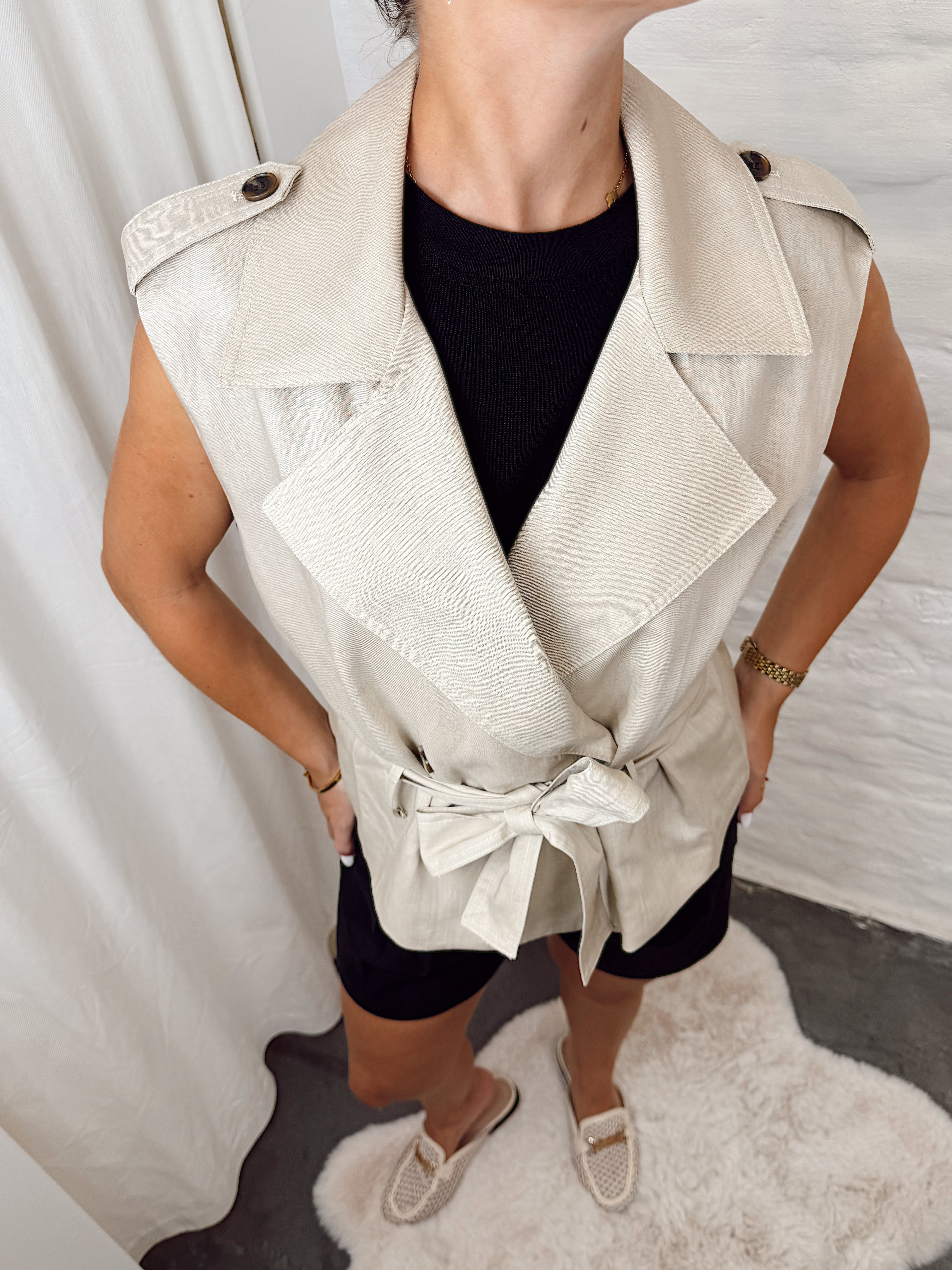 Linen trenchy waistcoat G26090