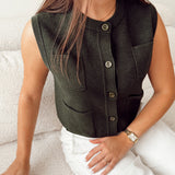 Classy pocket Cardigan Olive - Evita B609