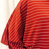 Wide sleeve stripe tee Bordeaux