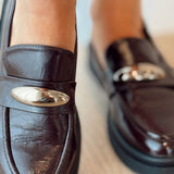 Moccasins Gold Detail Dark Marron Colour