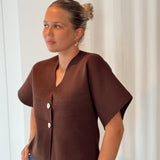 Golden Button Chocolate Cardigan