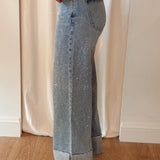 Glitter Jeans Met Omslag