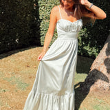 Satin maxi Dress Green