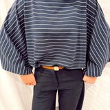 Wide sleeve stripe tee Navy
