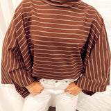 Wide sleeve stripe tee Choco