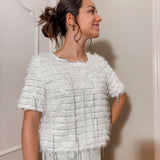 Ferlina SEQUIN FUR TOP WHITE